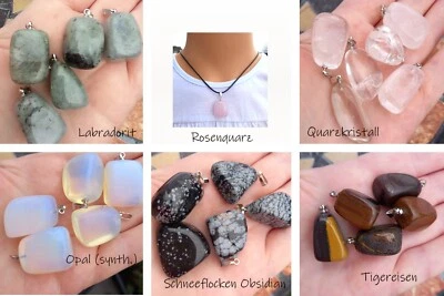 Edelstein Quarz Anhänger Lederband Schmuckanhänger Heilstein Meditation Yoga Om - Bild 1 von 4