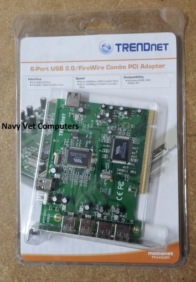 Trendnet 6-port USB 2.0/FireWire Combo PCI Adapter TFU-H33PI - Image 1 of 2
