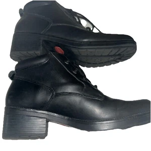 Sporto Women’s Y2K Ankle Boots Black Thick Leather Lace Up Size 7.5M - Picture 1 of 5