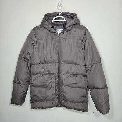 Old Navy Men's Gray Hooded Puffer Jacket. Size S - Image 1 of 4