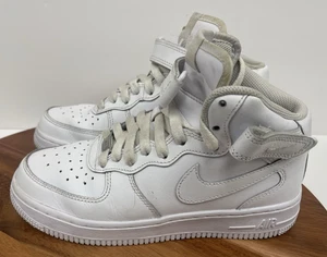Nike Air Force 1 Mid LE GS Triple Sneakers Shoes Size 5y White DH2933-111 - Picture 1 of 14
