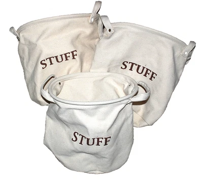 Lote de 3 bolsas de transporte de lona utilitarias STUFF con asas bolsas de almacenamiento reutilizables Foto 1 de 4