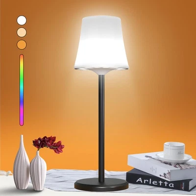 Rechargeable Cordless Table Lamp Dimmable Bedside Lamp RGB for Dining Bedroom - image 1 of 4