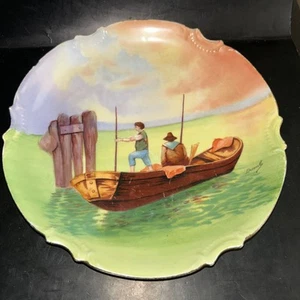 Limoges Coronet France Fishermen  Collectible 10” Plate - Picture 1 of 9