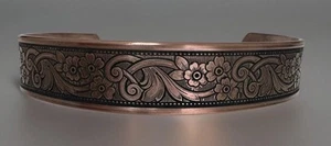 Copper Engraved Bracelet Western Design. Unisex - Picture 1 of 5