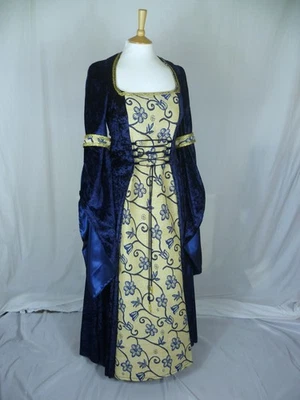 Medieval Dress, Blue Renaissance Gown, Custom Made to size and plus sizes - Image 1 of 4