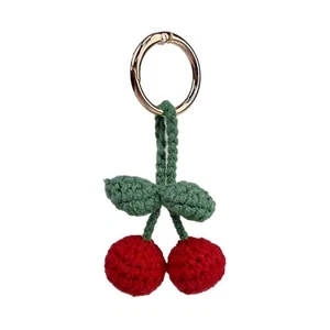 Lovely Cherry Crochet Keychain Hanging Ornament Ideal for Home and Office Decors - Picture 1 of 8