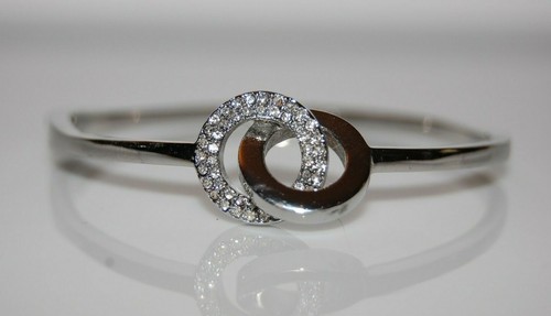 ELEGANTE BRACCIALETTO KATE SPADE COUTURE STRASS TRASPARENTI ARGENTO DICHIARAZIONE