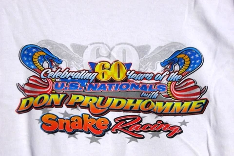 Don THE SNAKE Prudhomme 60 Years U.S. Nationals NHRA Racing XL Retired T-Shirt Cover