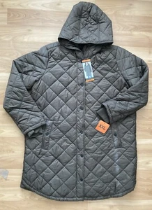 WEATHERPROOF Women's Soft Quilted Puffer Jacket / Button/Hooded Brown olive XXL - Picture 1 of 8