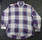 Burberry London Authentic 100% Cotton  Blue White Red Plaid Long Sleeve Button