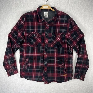Voyager Flanellhemd Herren Medium schwarz rot kariert Shacket Thermo gefüttert Knopf - Bild 1 von 12