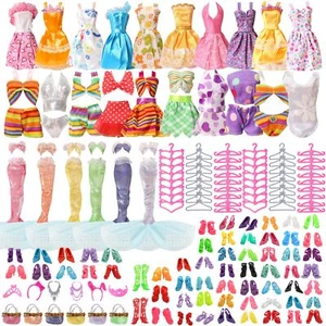 168PCS Doll Clothes Doll Fashion Wear Clothing Outfits Dress up Gown Shoes Lot - Picture 1 of 8