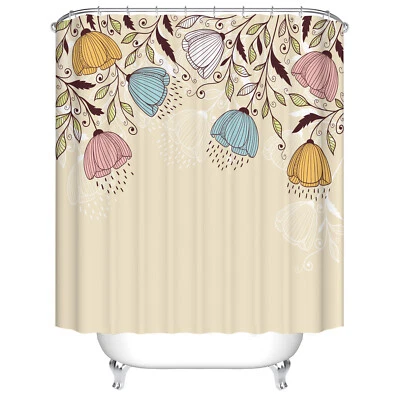Modern Floral Shower Curtain Vintage Bohemian Bathroom Decor Waterproof 72-In - Image 1 of 4