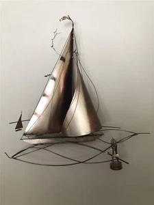 Signiert MCM1977 Curtis Jere signiert Wandbild Skulptur Boot - Bild 1 von 8