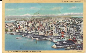 Portland & San Francisco, 1932 TR19 RPO cancel on Seatle Waterfront postcard - Picture 1 of 2