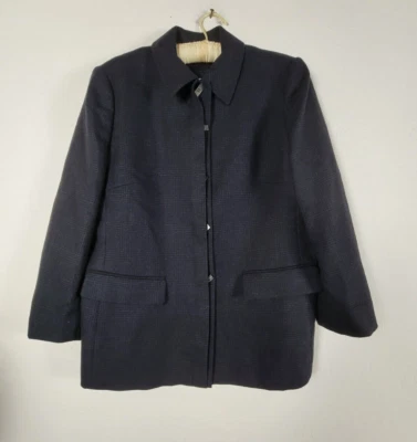 Jaqueta Blazer Xadrez Mondi Gilmar Lã Virgem Tamanho 12 Preto/Azul Fabricada na Itália - Imagem 1 de 4