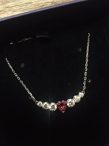 Swarovski Love Necklace Red Heart Crystal Rhodium Plated New in Box 5408434 - Picture 1 of 9