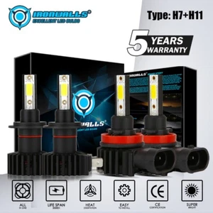 Kit de faros LED IRONWALLS H7+H11 bombillas combo haz alto bajo 6000K xenón blanco - Imagen 1 de 12