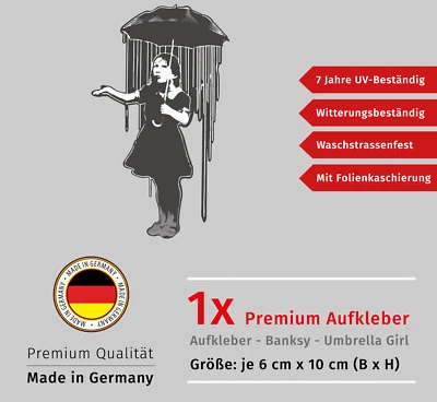 ORAGARD Premium Aufkleber Banksy Umbrella Rain Girl Sticker Wetterfest UV-Beständig