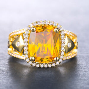 Gorgeous Women 4 Colors Gemstone 18k Yellow Gold Filled Wedding Ring Size 6-10