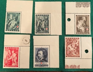 Belgium - Semi Postal 1944 - Sc#B370-75 MNH with Corner Tabs - Picture 1 of 2
