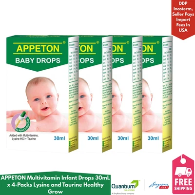 Gotas multivitamínicas para bebés APPETON 30 ml x 4 paquetes de lisina y taurina crecimiento saludable Foto 1 de 4