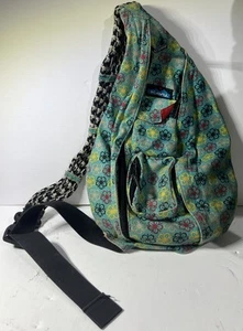 KAVU Rope Sling Bag - FLORAL HIPPIE FESTIVAL Cotton Canvas Padded Back LOGOS - Bild 1 von 7