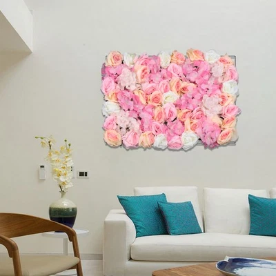 4 PCs Pink 3D Flower Wall Decor Wedding Party Backdrop Silk Flowers Wall Panel - Image 1 of 4