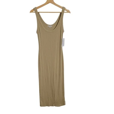 Cotton Citizen Midi Dress NWT Medium Green Ribbed Sleeveless Stretch - Image 1 of 4