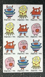 Briefmarken USA - 2021 SC#5636-5639 - Message Monsters Forever Stamps - 12er Block -B - Bild 1 von 1