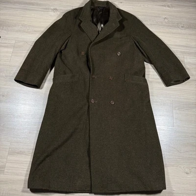 Abrigo de lana vintage Christian Dior Monsieur doble botonadura verde oliva 49"" Foto 1 de 4