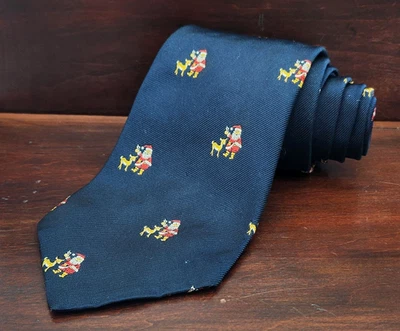 Brooks Brothers 领带 圣诞节 蓝色 Santa Rudolph 饮酒派对 假日 新颖 — 第 1/4 张图片