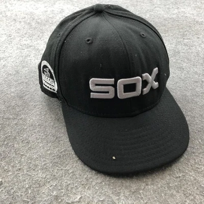 Chicago White Sox Hat Cap Fitted Mens 7 1/4 Black MLB Baseball 59FIFTY New Era - Image 1 of 4