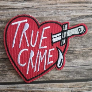 True Crime Dagger In Heart Murder Mystery Betrayal Goth Iron On Patch - Picture 1 of 2