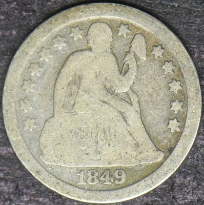 Moneda de diez centavos de plata libertad sentada 1849-O - ✪COINGIANTS✪ Foto 1 de 2
