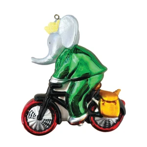 BABAR Der Elefant - Reitet durch die Stadt Babar GLAS Ornament von Kat & Annie - Bild 1 von 2