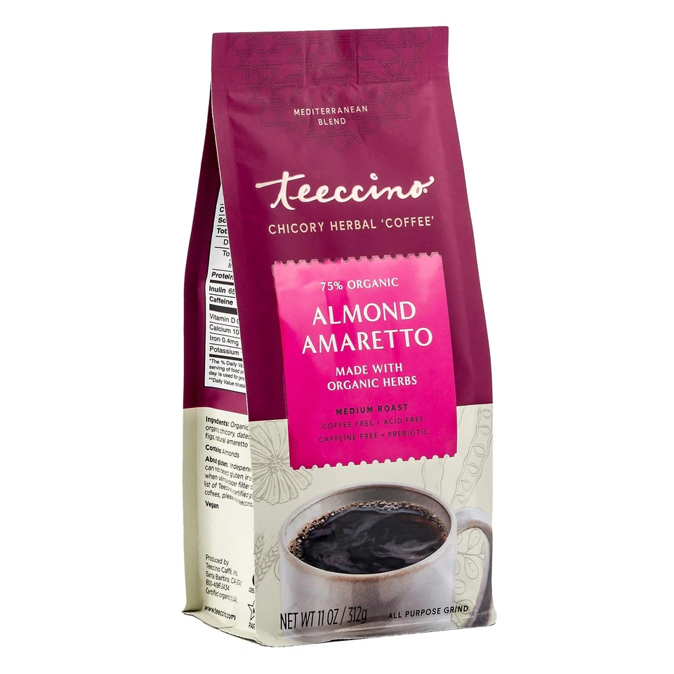 Teeccino Mediterranean Herbal Coffee Almond Amaretto 11 Oz. 221655
