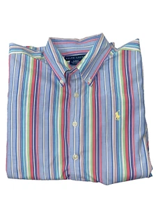 Ralph Lauren Boys Long Sleeve Pastel Striped Slim Fit Shirt SZ 12 - Picture 1 of 8