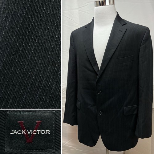 Giacca blazer tuta Jack Victor uomo 46R Valentino nero gessato lana cappotto