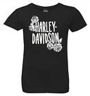 Harley-Davidson Little Girls' H-D Roses Toddler Short Sleeve Tee - Black