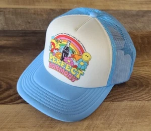 NEW AMERICAN EAGLE COCA COLA RAINBOW HIPPIE TRUCKER HAT SKY BLUE WHITE COKE 70S - Picture 1 of 10