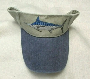 Gorra para visera deportiva MARLIN BEIGE/AZUL bordada AZUL MARLIN pescado ajustable A2 - Imagen 1 de 5