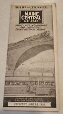 Maine Central Railroad Time Tables June 26, 1933
