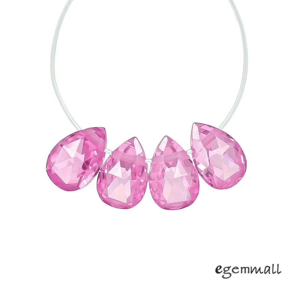 VENTA 40 cuentas briolette de pera plana de circonita cúbica 6x9 mm rosa #64701 Foto 1 de 1