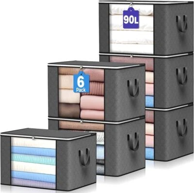 90L Moth-Proof Storage Bags with Zippers – Large Duvet and Clothes Organizer - Image 1 of 4