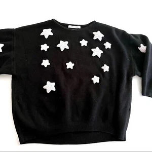  Zara girls black sweater with white puffy stars size 10 - Picture 1 of 5