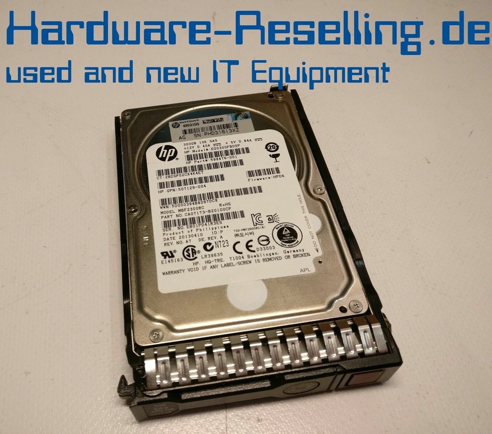 HP 300GB 10000 RPM 6G SAS 2,5 " HDD EG0300FBDSP 653955 599476-001 507129-004 - Immagine 1 di 1