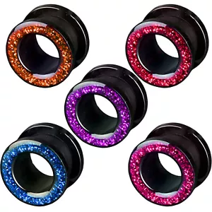 3-12mm Flesh Tunnel Plug Glitter Glitzer Acryl Kunststoff Ohr Piercing Z2c - Bild 1 von 6