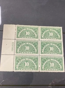 US QE1 Special Handling 10C Plate Block Of 6 Extra Fine Mint Never Hinged - Picture 1 of 2